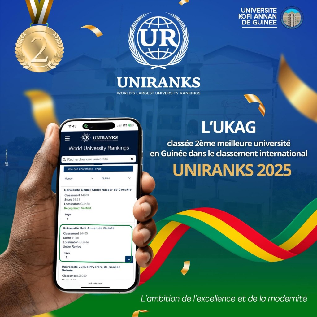 Guinée : l’Université Kofi Annan parmi les meilleures du pays selon le classement UNIRANKS&nbsp;2025
